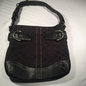Coach Canvas/Leather Black Signature Soho Bag Purs